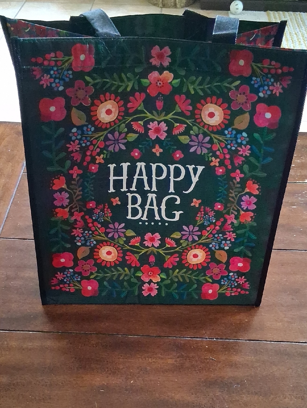 NATURAL LIFE Floral Tote with Blue, Red & Pink Pattern